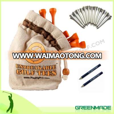 Golf tees with drawstring bag golf accessory small cotton golf bag