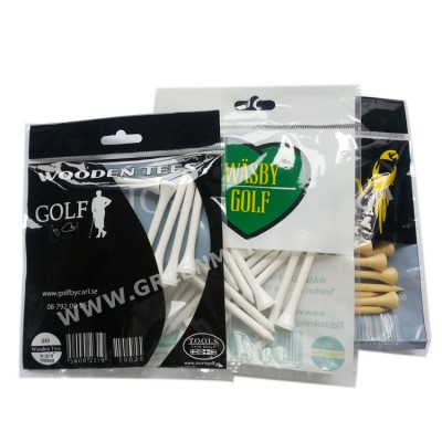 Customized printed golf tee package bag with euro hole opp bag